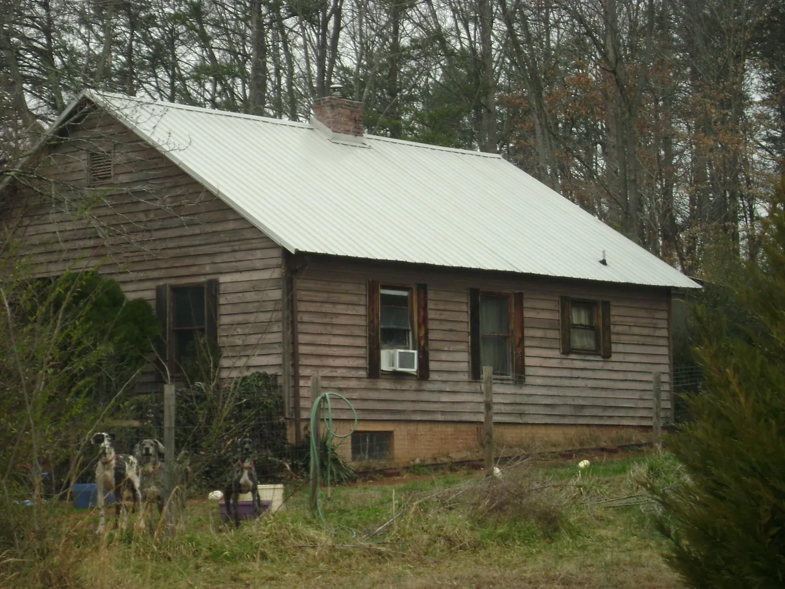 White metal roof on an old wood sided farmhouse, from a Metal Roof Installation job in East Palatka